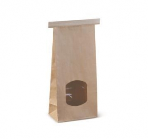 Detpak Window Retail Tin Tie Bag Medium Brown 246 x 115 x 72mm