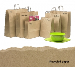 PaperPak Recycled Short Milan Paper Twist Handle Bag Brown 300 x 380 x 120mm