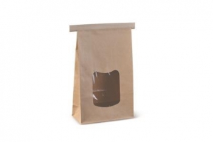 Detpak Window Retail Tin Tie Bag Large Brown 242 x 155 x 70mm