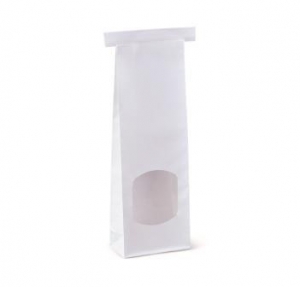 Detpak Window Retail Tin Tie Bag Small White 260 x 88 x 47mm
