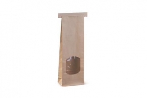 Detpak Window Retail Tin Tie Bag Small Brown 260 x 88 x 47mm
