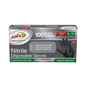Sabco Nitrile Gloves Powder Free Black Large