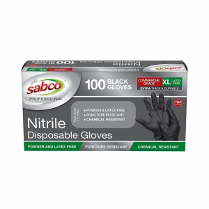 Sabco Nitrile Gloves Powder Free Black Extra Large