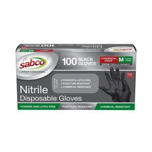 Sabco Nitrile Gloves Powder Free Black Medium