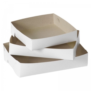 CLEARANCE Confeta Cake Tray Lined Kraft #22 178 x 178 x 45mm PACK SIZE CHANGED