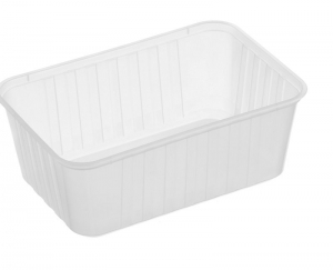 Genfac Plastic Rectangle Container Ribbed Clear 1000ml (Suits Ribbed Lid)