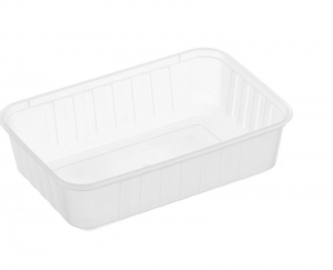 Genfac Plastic Rectangle Container Ribbed Clear 750ml (Suits Ribbed Lid)