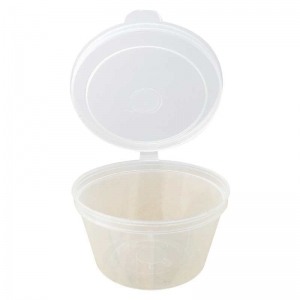 Genfac Plastic Round Container With Hinged Lid Clear 50ml