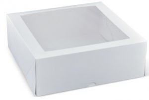Detpak Patisserie Box Square With Window White 11inch/280 x 280 x 100mm