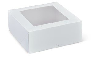 Detpak Patisserie Box Square With Window White 7inch/180 x 180 x 75mm