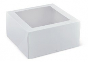 Detpak Patisserie Box Square With Window White 9inch/230 x 230 x 75mm