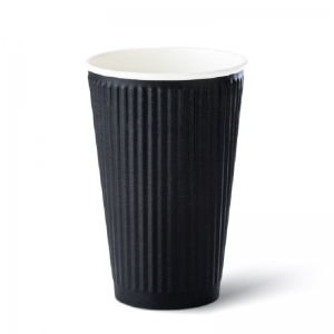 Detpak Refined Ripple Cup Black 16oz/480ml To Fit Lid 89mm