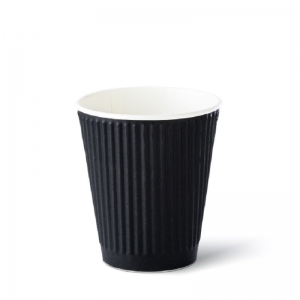 Detpak Refined Ripple Cup Black 12oz/360ml To Fit Lid 89mm