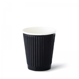Detpak Refined Ripple Cup Black 8oz/240ml To Fit Lid 80mm