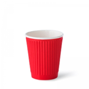 Detpak Refined Ripple Cup Red 8oz/240ml To Fit Lid 80mm