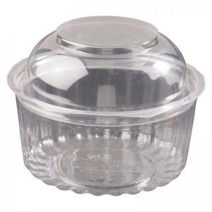 Genfac Plastic Show Bowl With Dome Lid Clear 12oz