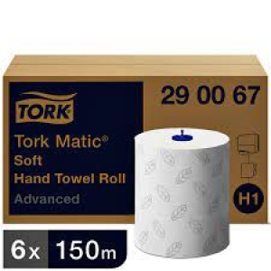 Tork Matic Leaf Embossed Soft Hand Towel Advanced White 6 Rolls Per Carton 150m