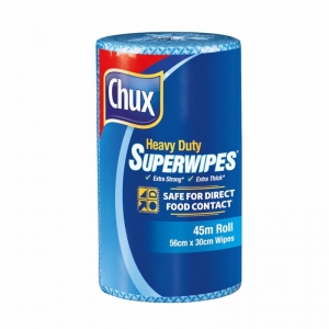 Chux Superwipes Cleaning Wipes Heavy Duty Perforated 45m Roll Blue 56x30cm