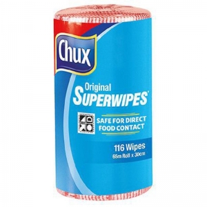 Chux Superwipes Cleaning Wipes Perforated Roll Red 30cm x 65m
