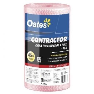 Oates Wiper Roll Contractor Extra Thick Red 300 x 500mm x 90 sheet