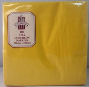 Caprice Lunch Napkin 2ply 1/4 Fold Yellow