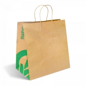 Biopak Paper Bag Kraft Twist Handle Jumbo 370x355x220mm