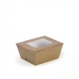 Biopak Luch Box with Window Bioboard Brown Small 110x115x64mm