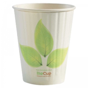 COFFEE CUP BIOPAK 12OZ WHITE LEAF DOUBLE WALL - Click for more info
