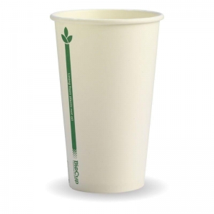 COFFEE CUP 12OZ WHITE GREEN LINE SINGLE WALL - Click for more info