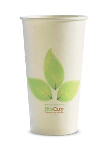 COFFEE CUP BIOPAK 20OZ WHITE LEAF SINGLE WALL - Click for more info
