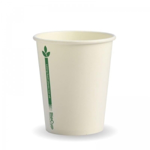 Biopak Coffee Cup Single Wall White Green Line 8oz