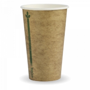 COFFEE CUP BIOPAK 12OZ(80) SW BROWN GRN LINE - Click for more info