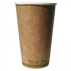 COFFEE CUP BIOPAK 16OZ SINGLE WALL BROWN - Click for more info