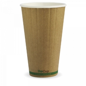 COFFEE CUP BIOPAK 16OZ DOUBLE WALL BROWN - Click for more info