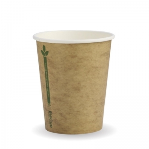 COFFEE CUP BIOPAK 8OZ SW BROWN GRN LINE - Click for more info