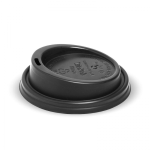 COFFEE CUP LID 8OZ BLACK PLA COMPOSTABLE - Click for more info