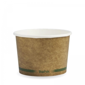 Biopak Bowl Soup Cup Kraft Green Stripe 550ml (16oz)