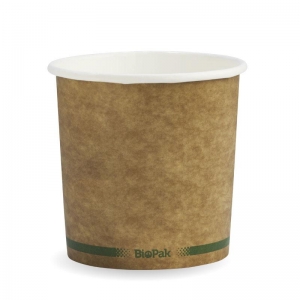 Biopak Bowl Soup Cup Kraft Green Stripe 740ml (24oz)