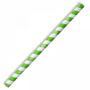 Biopak Paper Straw Jumbo 10x197mm Green Stripe