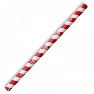 Biopak Paper Straw Jumbo 10x197mm Red Stripe